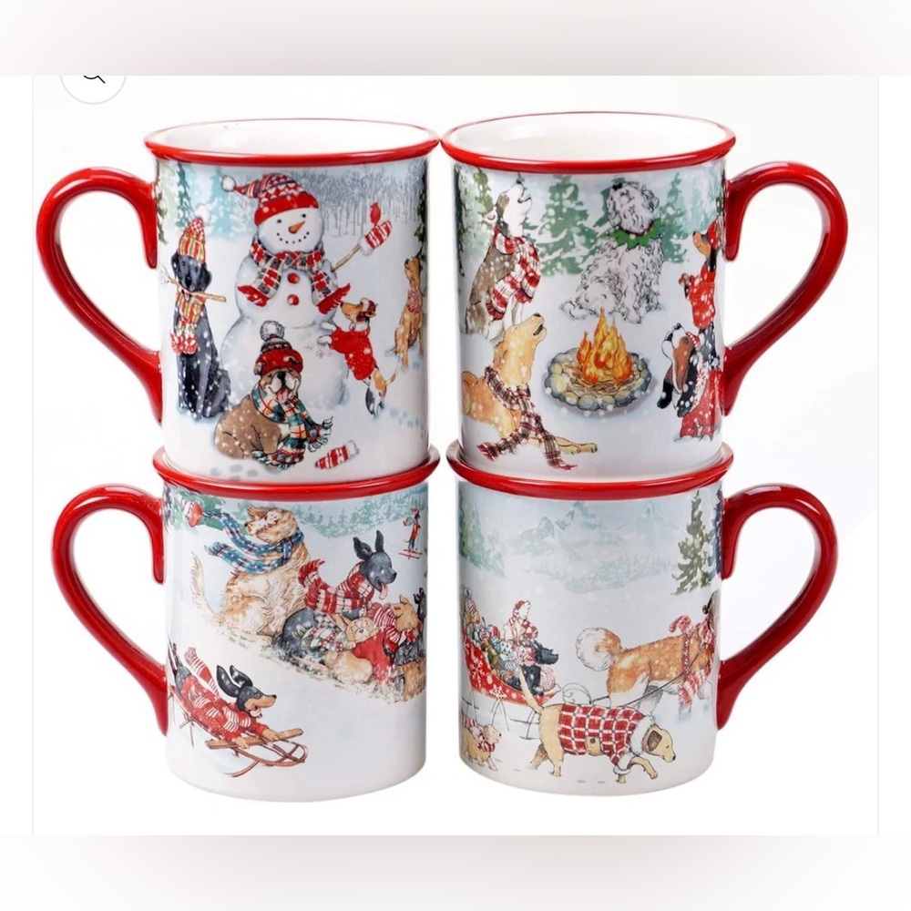 Certified International "Special Delivery" Dog Christmas Mugs 🎄🐾🎅🏻 Holiday Mugs